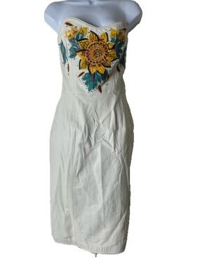 Vintage 1980s EREZ Leather Snakeskin Patchwork Sunflower Dress Size 6